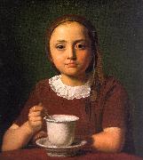 Constantin Hansen Little Girl with a Cup oil painting on canvas